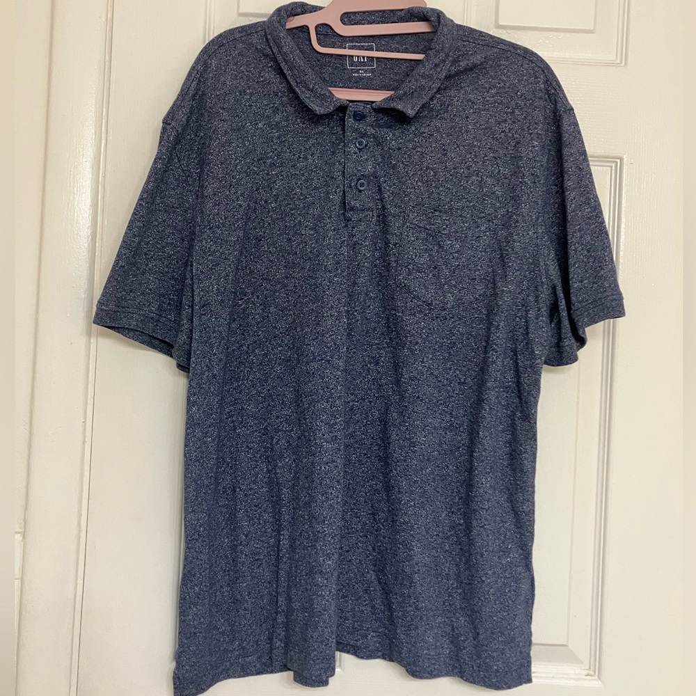 The GAP Navy Blue Heathered Polo Shirt Men’s XL